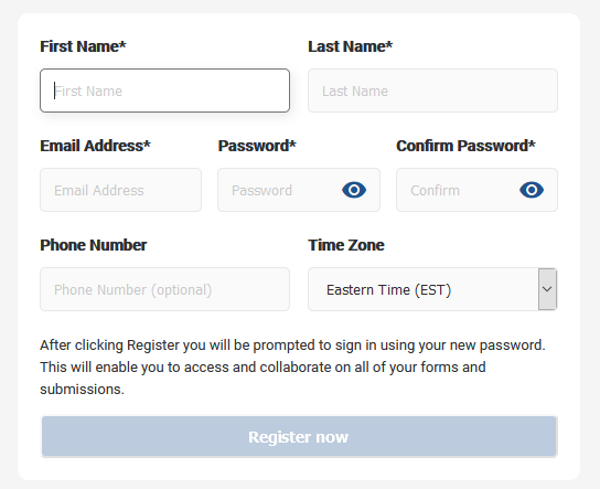 SeamlessDocs registration Form 1
