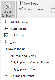 Outlook Group E-Mail Settings